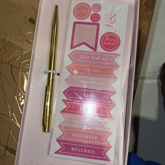 Journal gold pen pink 3 sticker sheets 96 inside sheets stationary set​ - Picture 5 of 10
